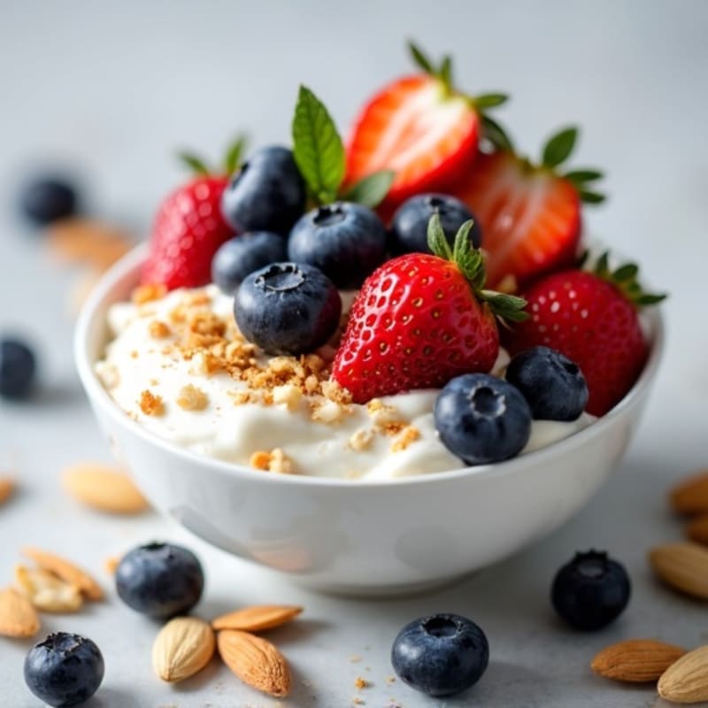 Creamy Greek Yogurt with Fresh Berries and Crunchy Nuts
