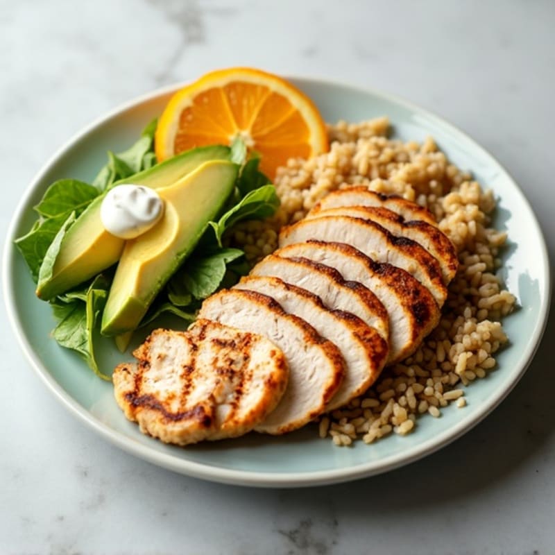 Grilled Turkey Breast with Brown Rice and Avocado Salad