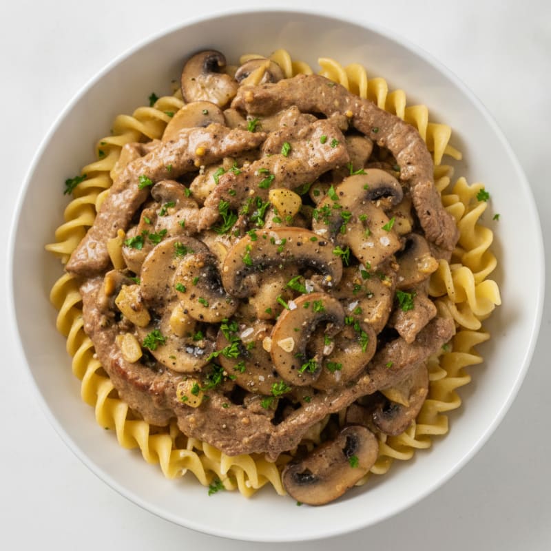 Classic Beef Stroganoff with Egg Noodles