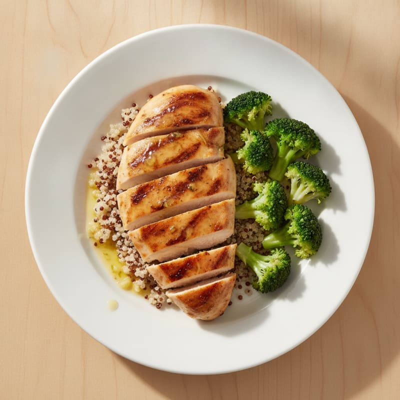 Grilled Chicken Breast with Quinoa and Steamed Broccoli