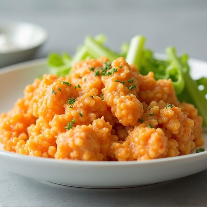 Creamy Buffalo Chicken Cauliflower Rice Casserole