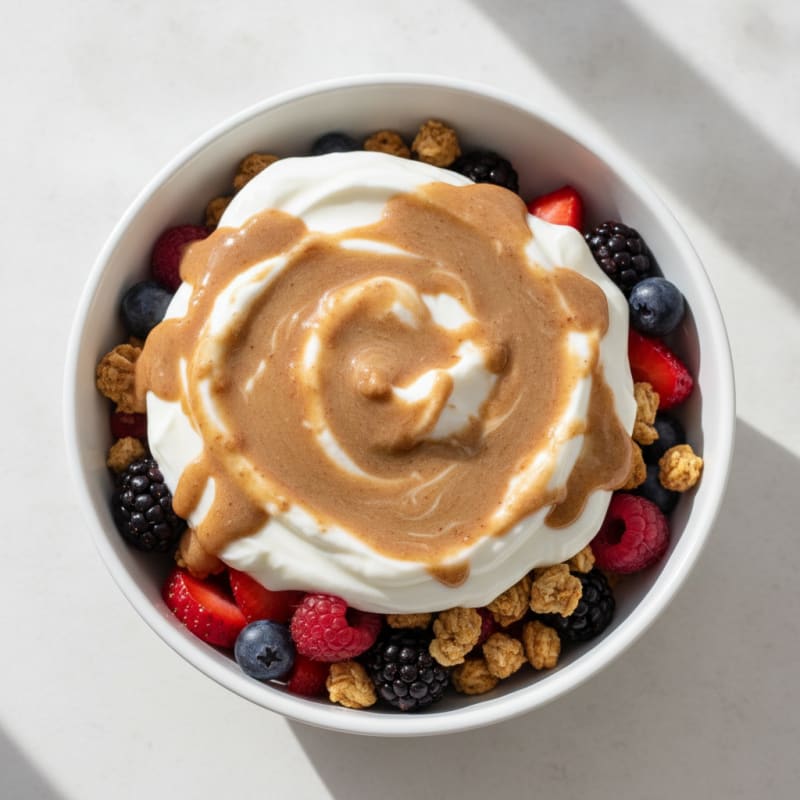 Creamy Greek Yogurt Parfait with Mixed Berries and Almond Butter