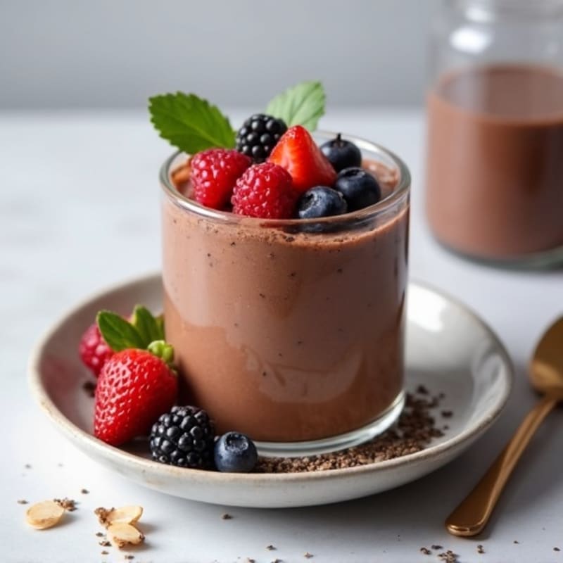 Silky Chocolate Protein Pudding with Berries