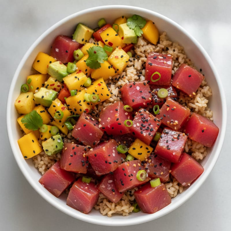 Ahi Tuna Poke with Tropical Salsa