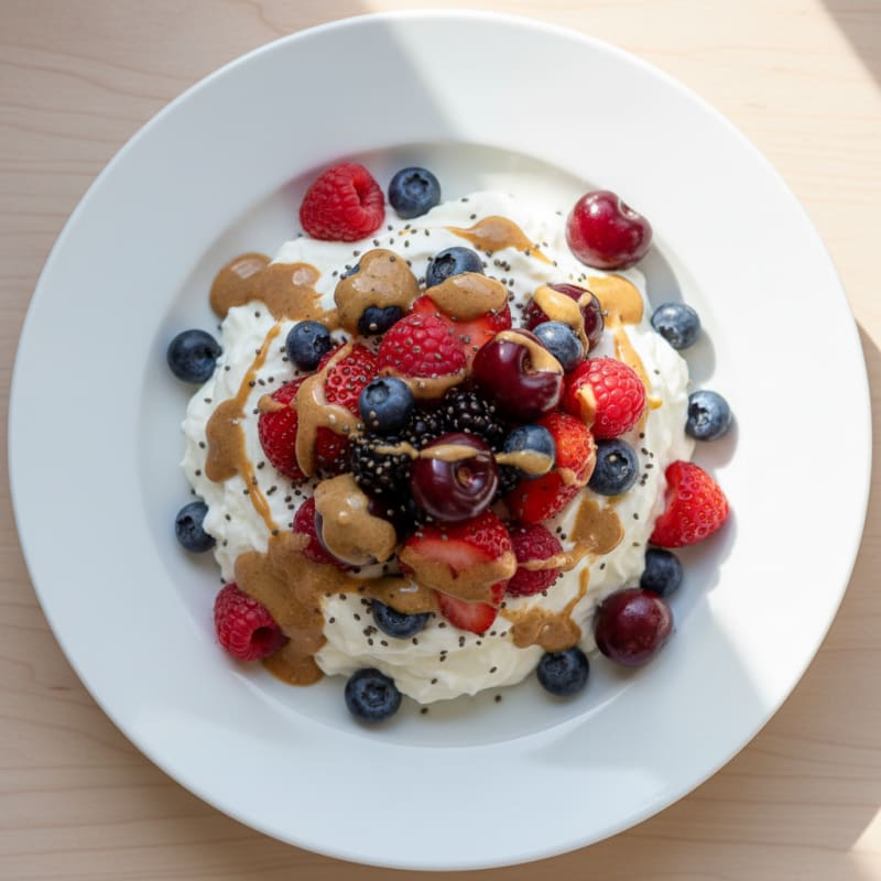 Silky Greek Yogurt Protein Pudding with Mixed Berries
