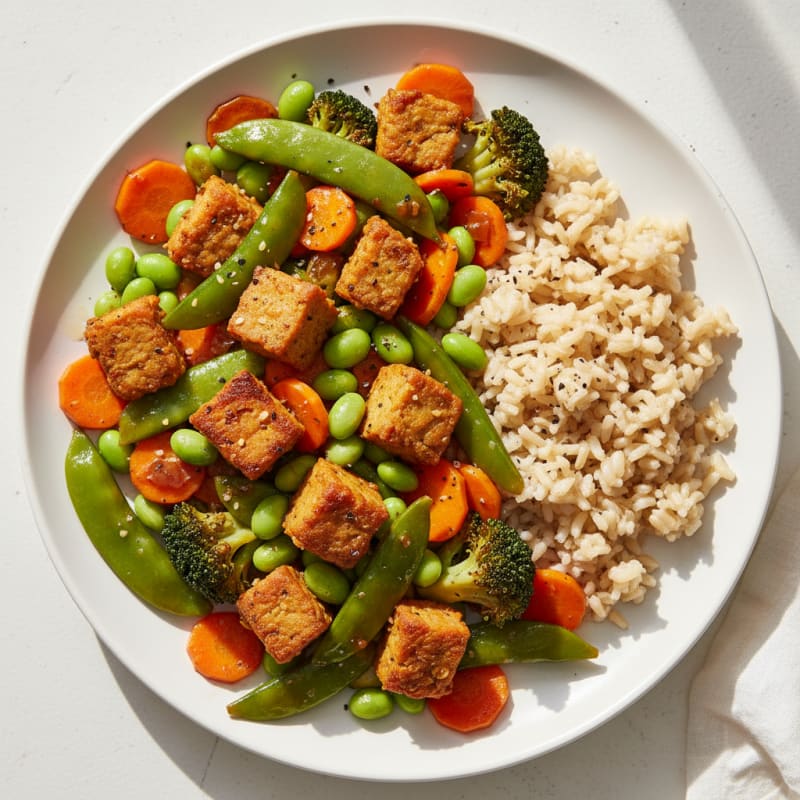 Asian-Inspired TVP and Vegetable Sheet Pan