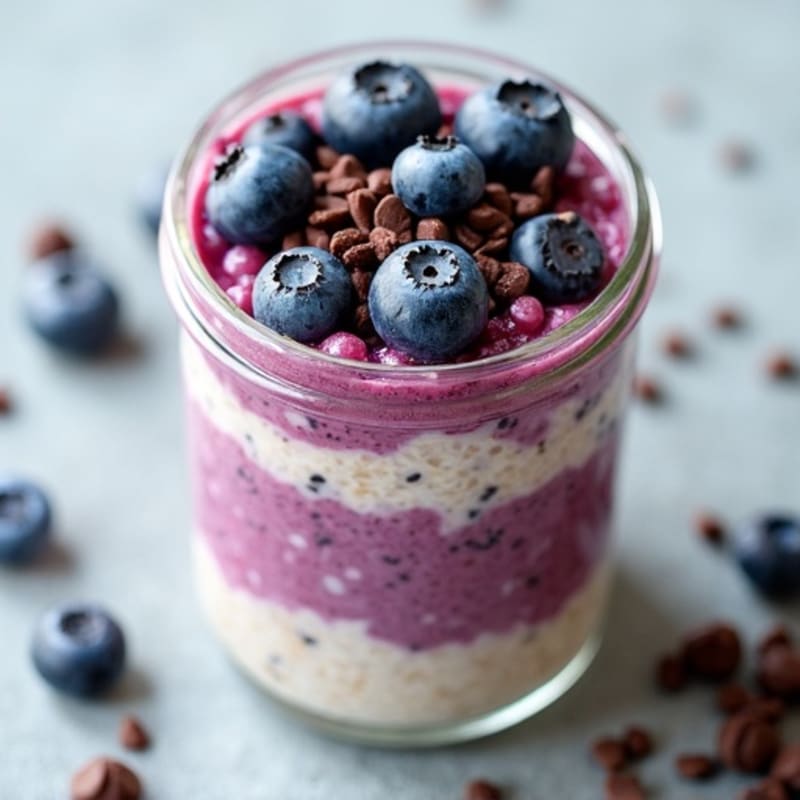 Fresh Blueberry Dark Chocolate Chia Overnight Oats