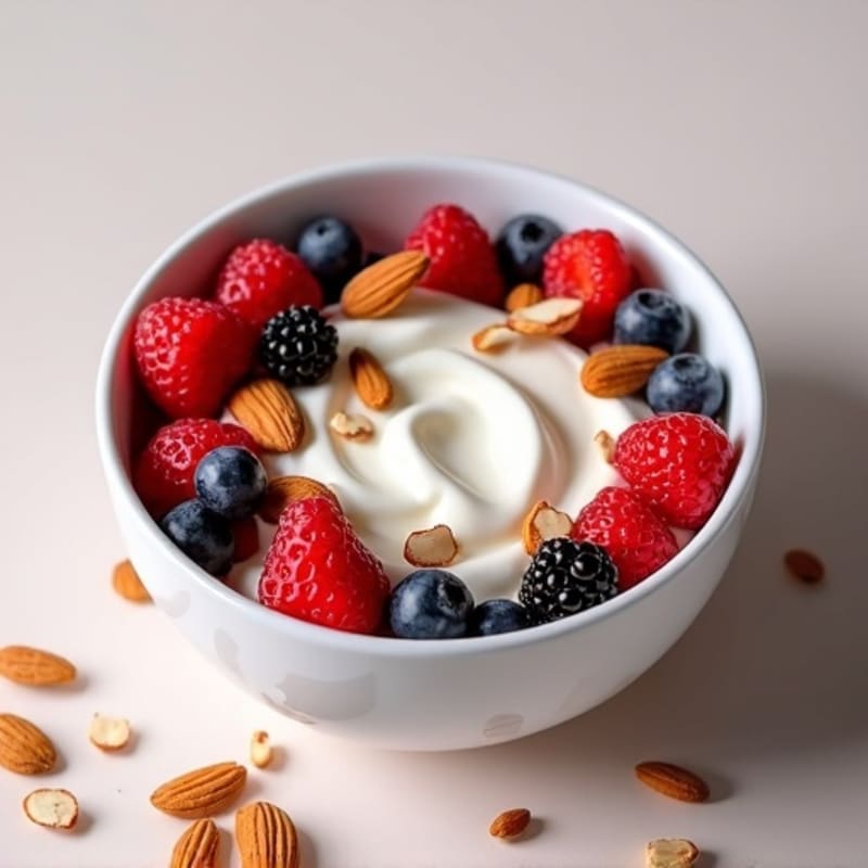 Creamy Greek Yogurt with Fresh Berries and Toasted Almonds