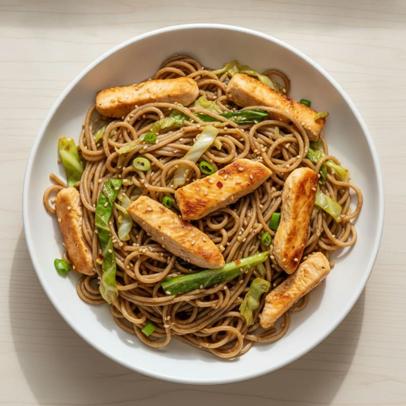 Sesame Garlic Noodles with Cabbage