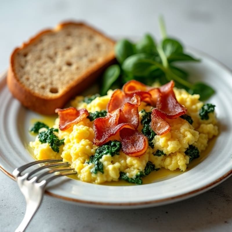 Scrambled Egg Whites with Spinach and Turkey Bacon
