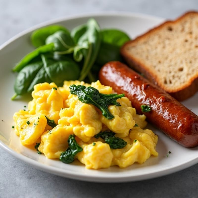 Egg White and Turkey Sausage Scramble with Spinach