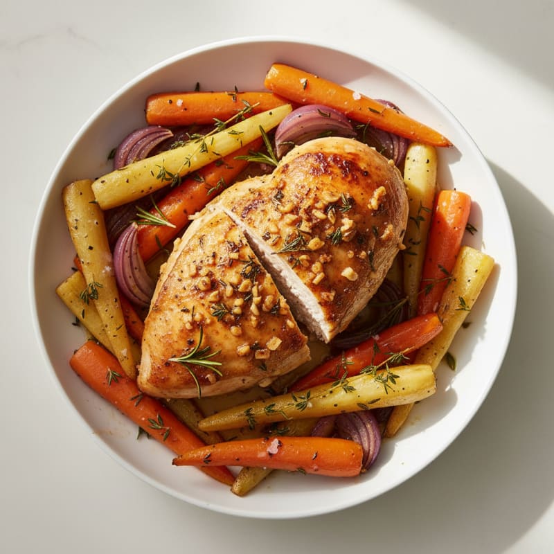 Garlic Herb Roasted Chicken with Root Vegetables