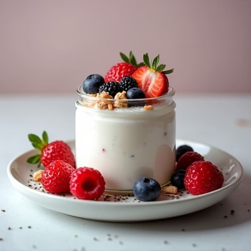 Greek Yogurt Protein Mousse with Mixed Berries