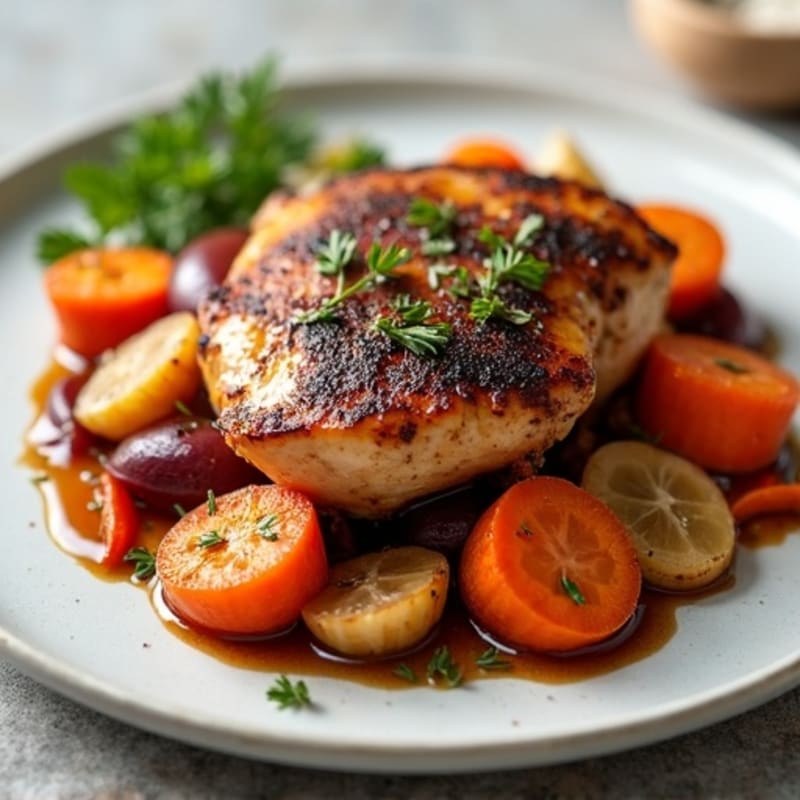 Tender Slow Cooker Balsamic Chicken with Root Vegetables