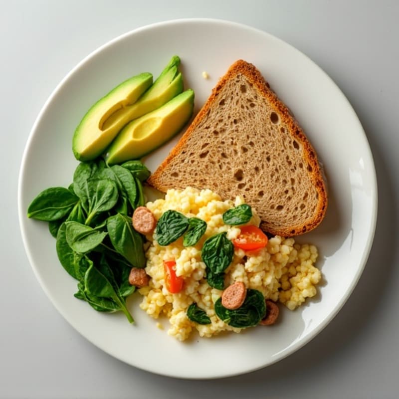Egg White Scramble with Spinach and Turkey Sausage