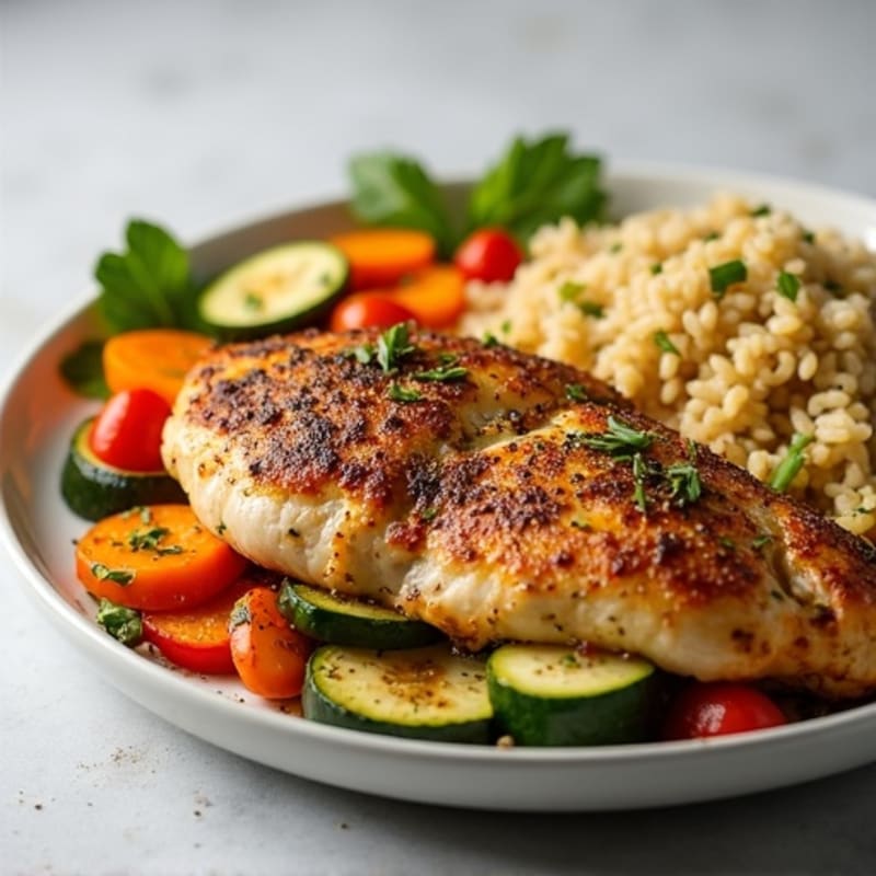 Herb-Crusted Pan Seared Chicken with Roasted Vegetables