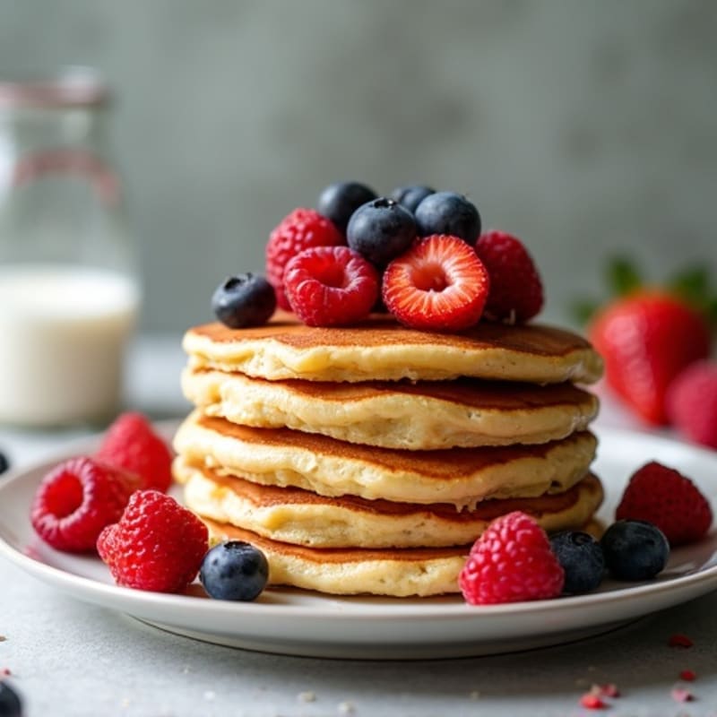 Fluffy High-Protein Oat Pancakes with Fresh Berries