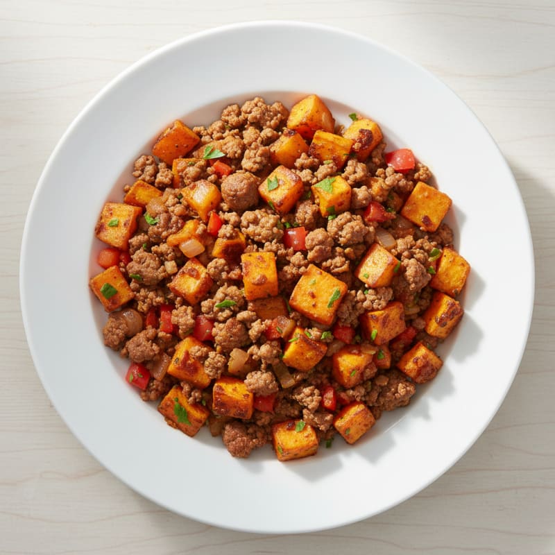 Paprika Beef and Sweet Potato Hash