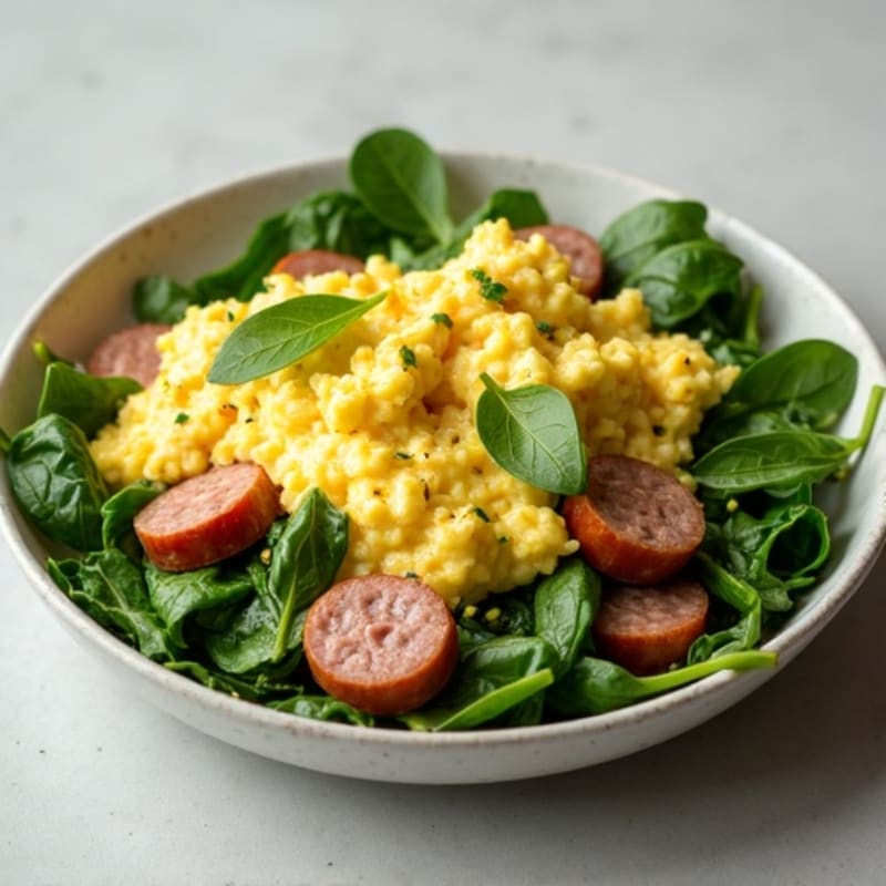 Egg White and Turkey Sausage Scramble with Spinach