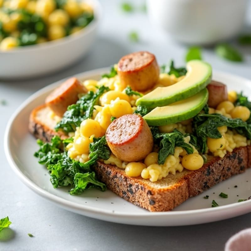 Egg White and Spinach Scramble with Turkey Sausage