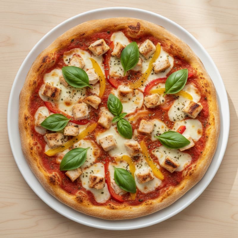 Chicken Mozzarella Pizza with Basil