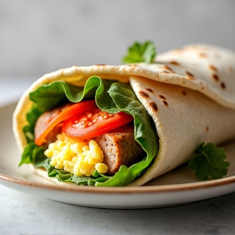 Crispy Egg White and Turkey Sausage Breakfast Wrap