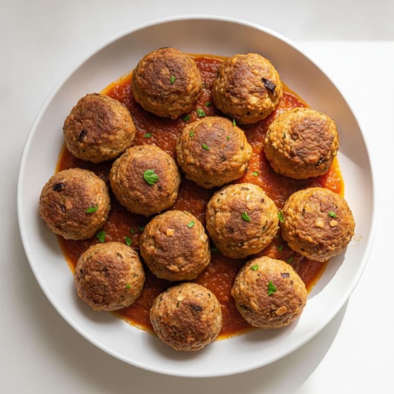Baked Eggplant and Turkey Meatballs