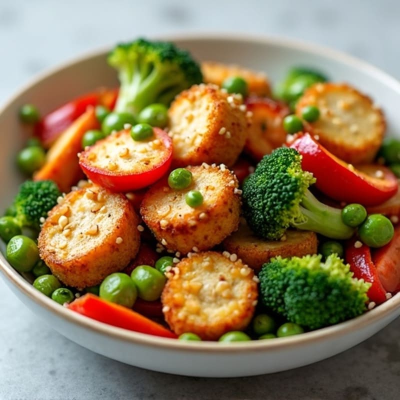 Crispy Sesame-Ginger Tofu Stir-Fry with Fresh Vegetables