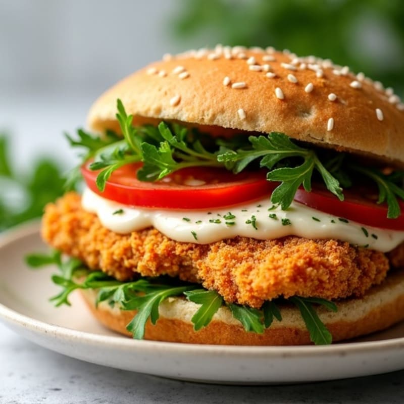 Crispy Air-Fried Chicken Sandwich with Herb Mayo