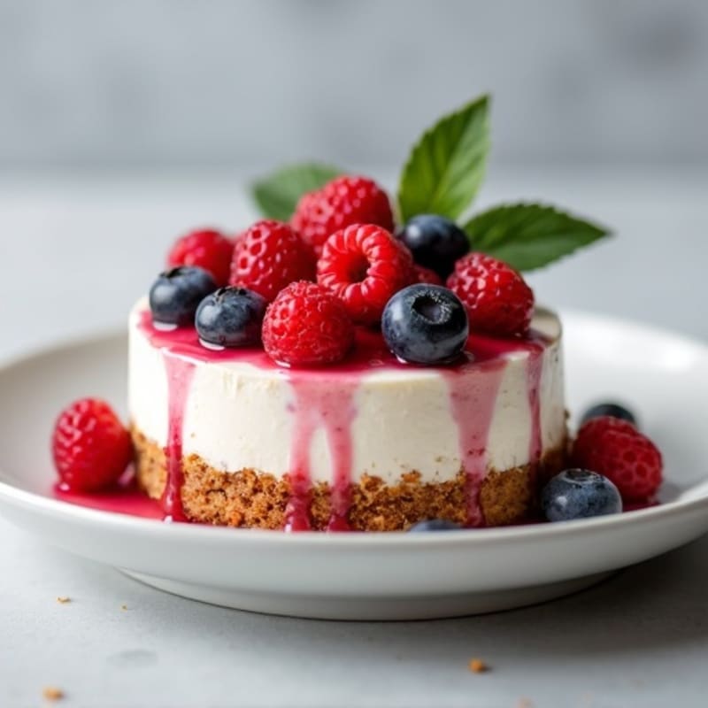 Greek Yogurt Protein Cheesecake with Fresh Berries