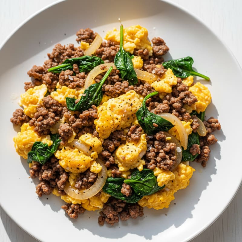 Savory Ground Beef and Scrambled Eggs