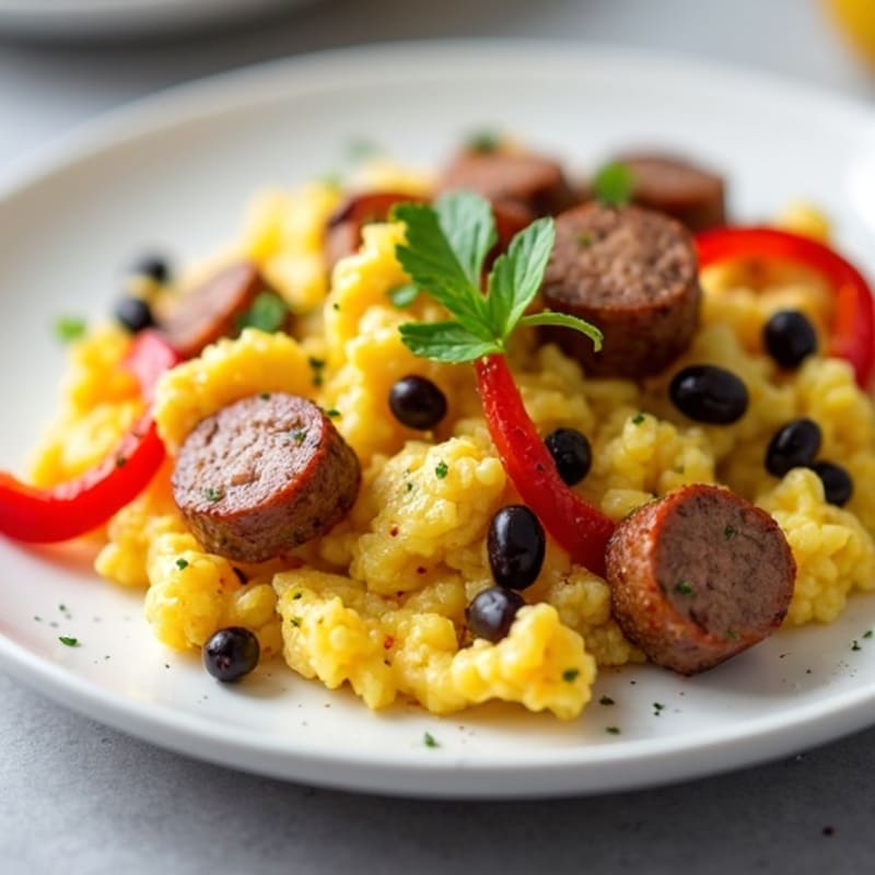 Egg White and Turkey Sausage Scramble with Black Beans