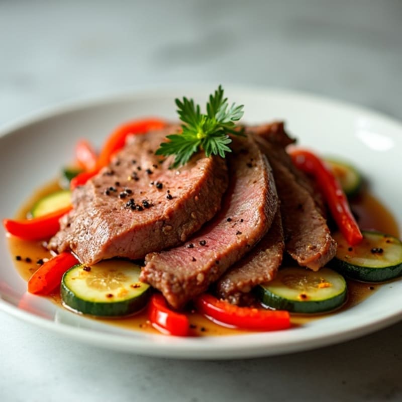 Thinly Sliced Beef with Sweet and Savory Ginger-Garlic Marinade