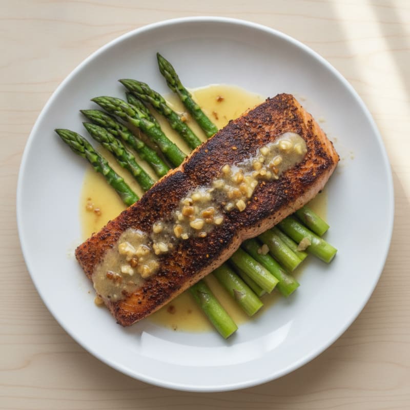 Blackened Salmon with Garlic Butter Sauce