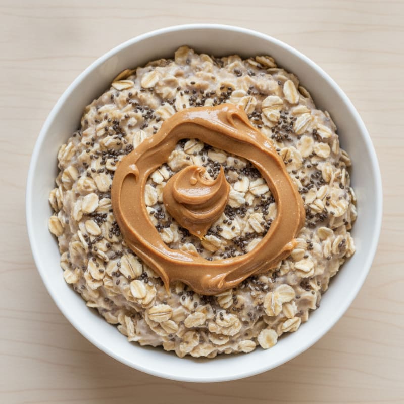 Overnight Oats with Greek Yogurt, Chia, and Peanut Butter