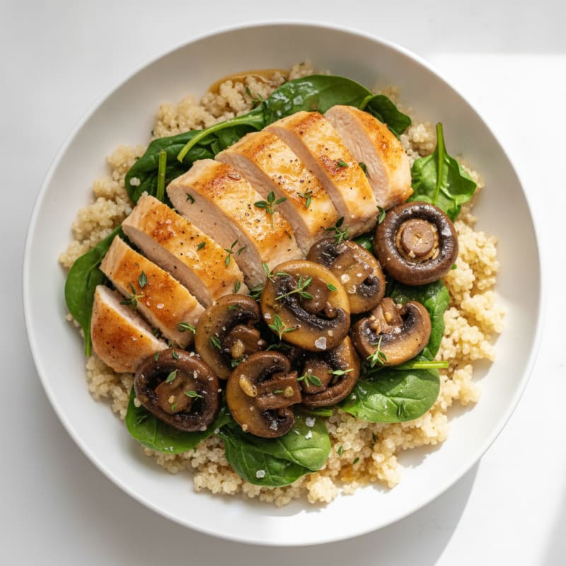 Garlic Mushroom Quinoa Bowl