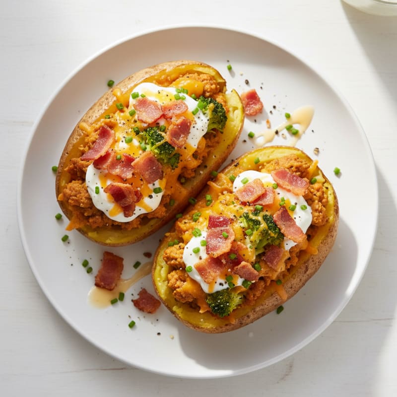 Crispy Bacon-Cheddar Stuffed Potatoes
