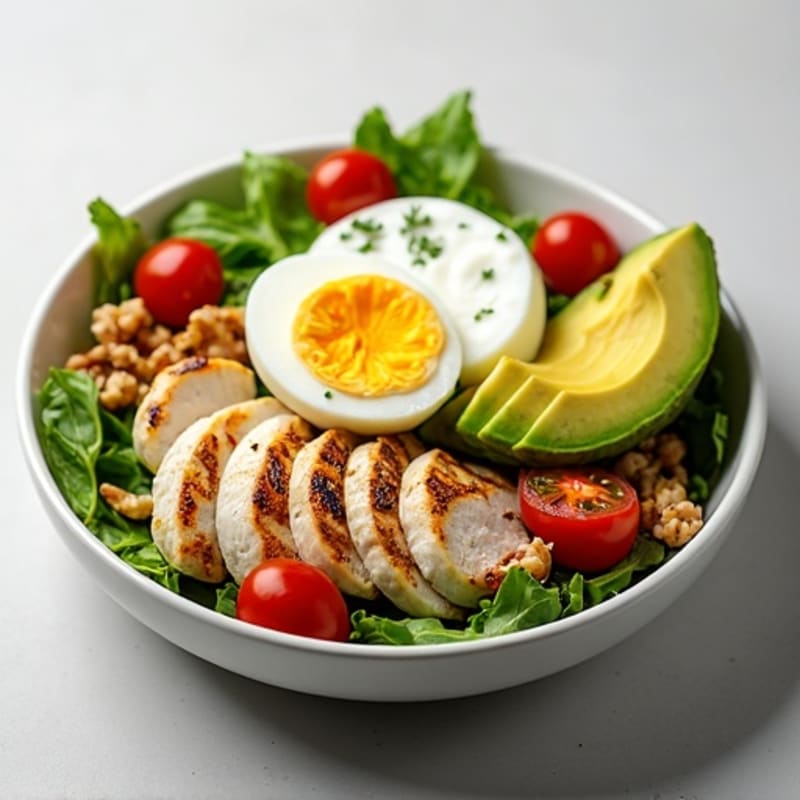 Grilled Chicken and Walnut Salad with Yogurt Dressing