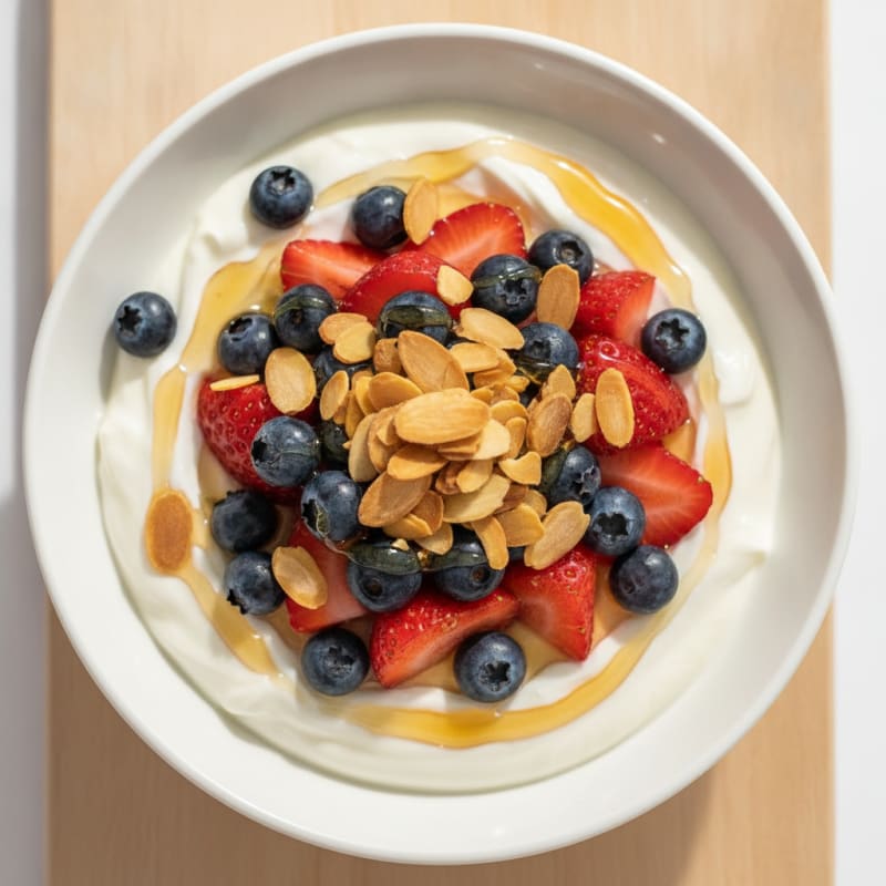 Creamy Greek Yogurt with Berries and Toasted Almonds