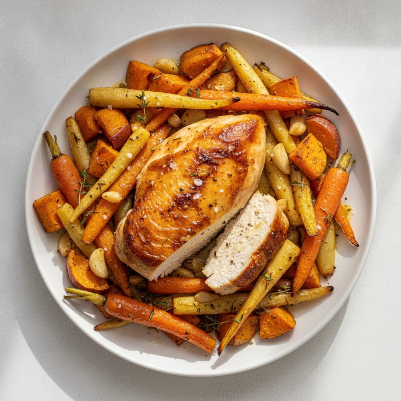 Garlic Herb Roasted Chicken with Root Vegetables