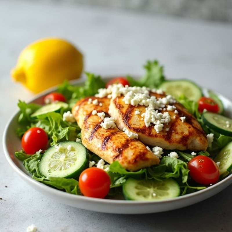 Grilled Chicken Breast Salad with Mixed Greens and Lemon Vinaigrette