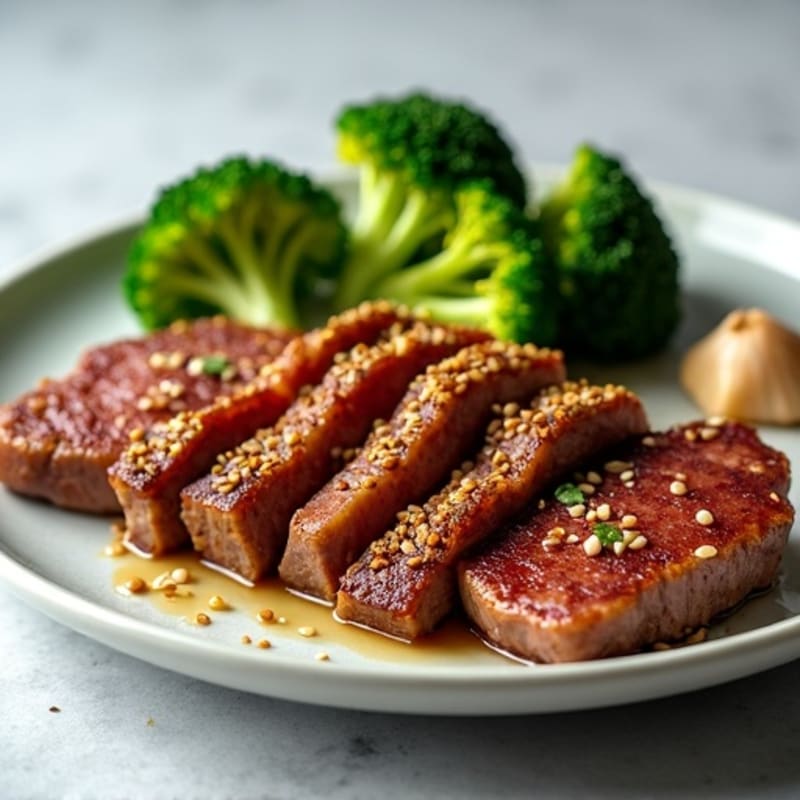 Crispy Sesame Garlic Steak with Roasted Broccoli