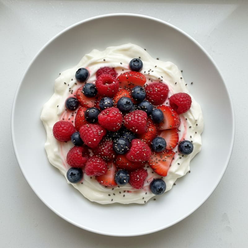 Silky Greek Yogurt Protein Pudding with Mixed Berries