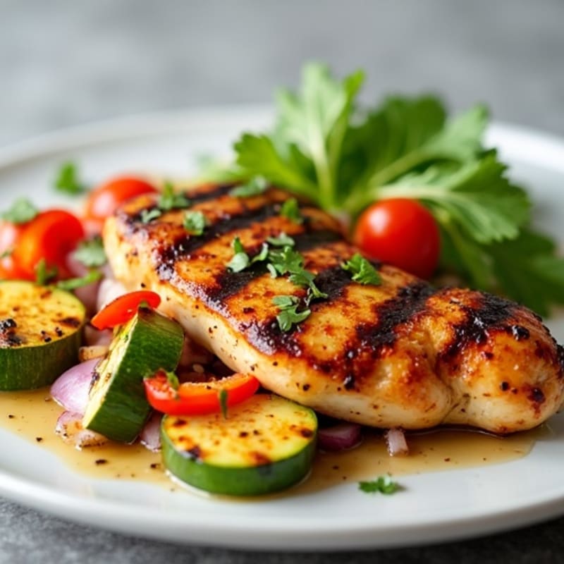 Grilled Chicken with Roasted Vegetables and Zesty Lime Vinaigrette