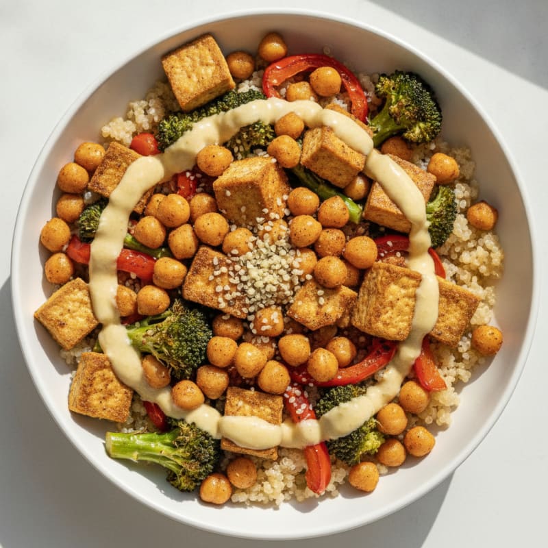 Roasted Vegetable and Chickpea Grain Bowl