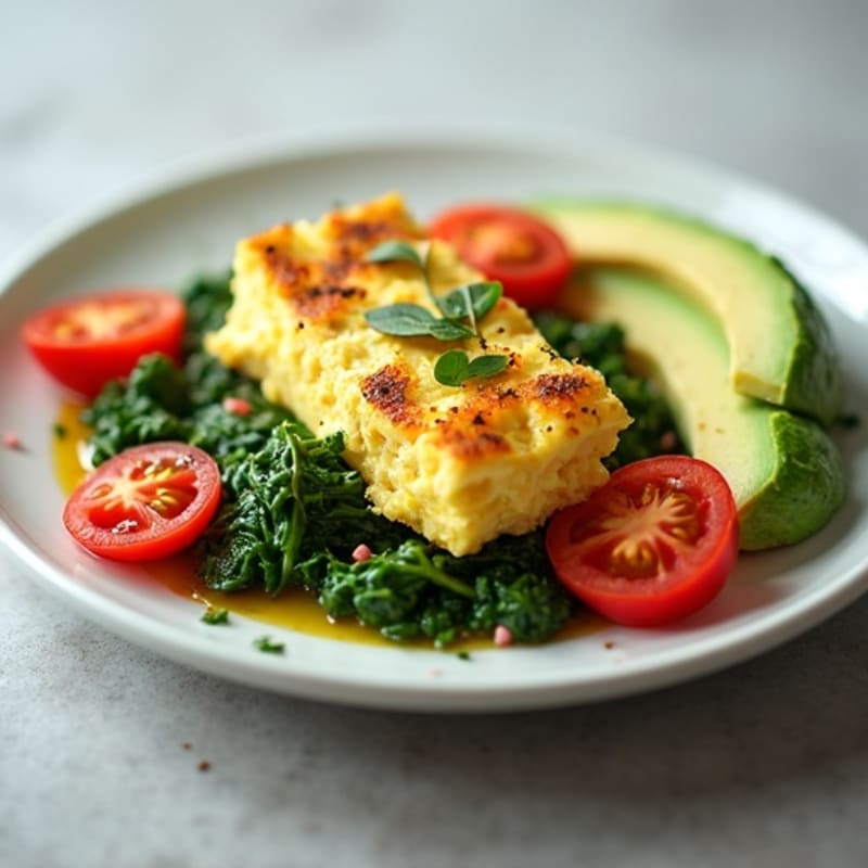 Cottage Cheese Egg White Scramble with Sautéed Spinach and Tomatoes