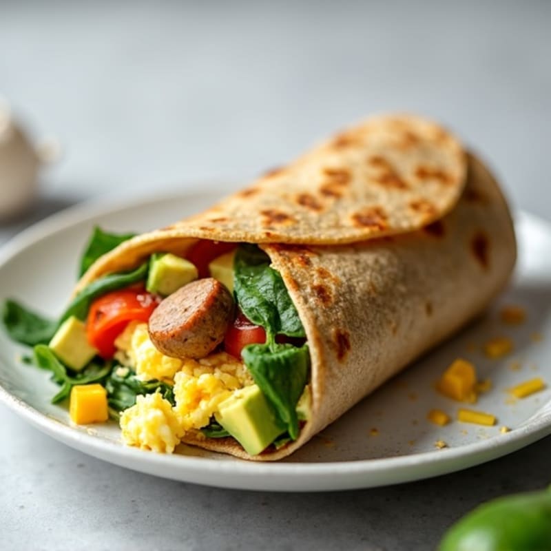 Lean Turkey Sausage and Scrambled Egg Breakfast Burrito
