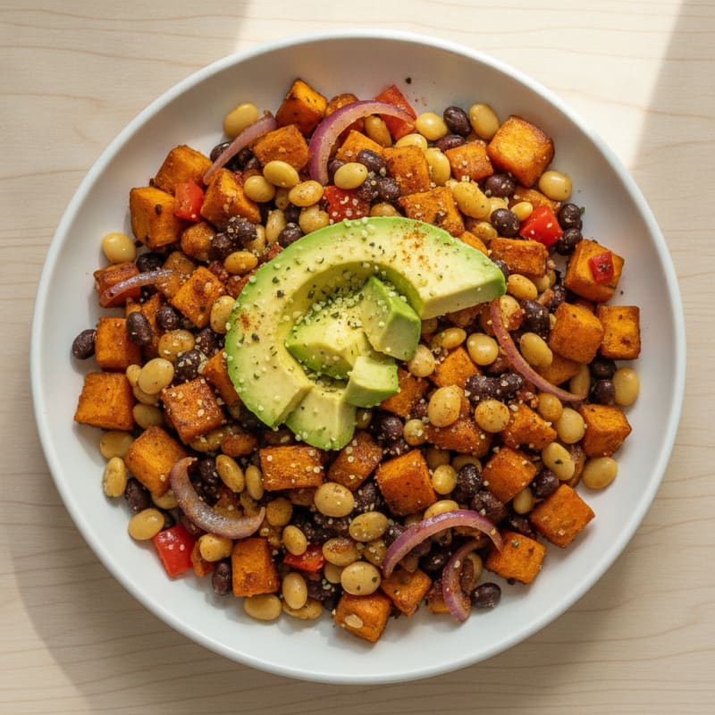 High-Protein Sweet Potato and Lupini Bean Hash