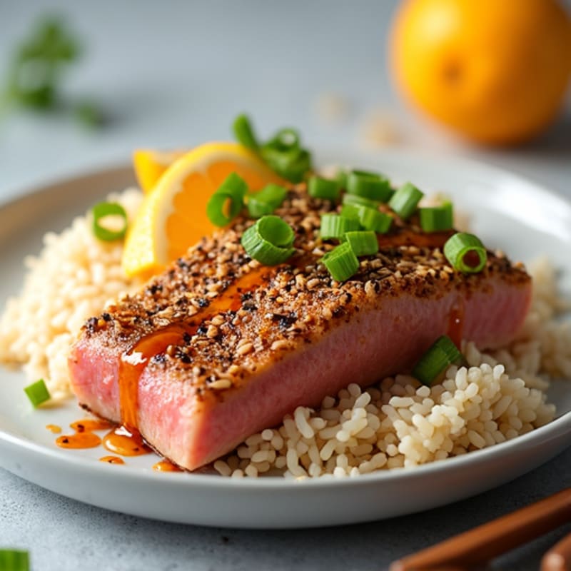 Sesame-Crusted Seared Tuna with Spicy Citrus Sauce