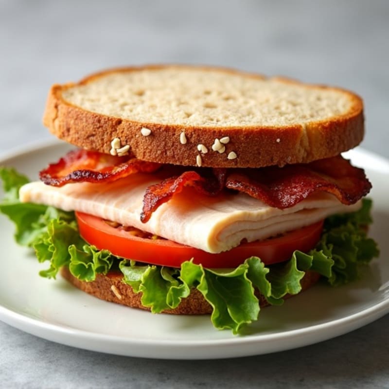 Roasted Turkey and Crispy Bacon Sandwich with Fresh Greens